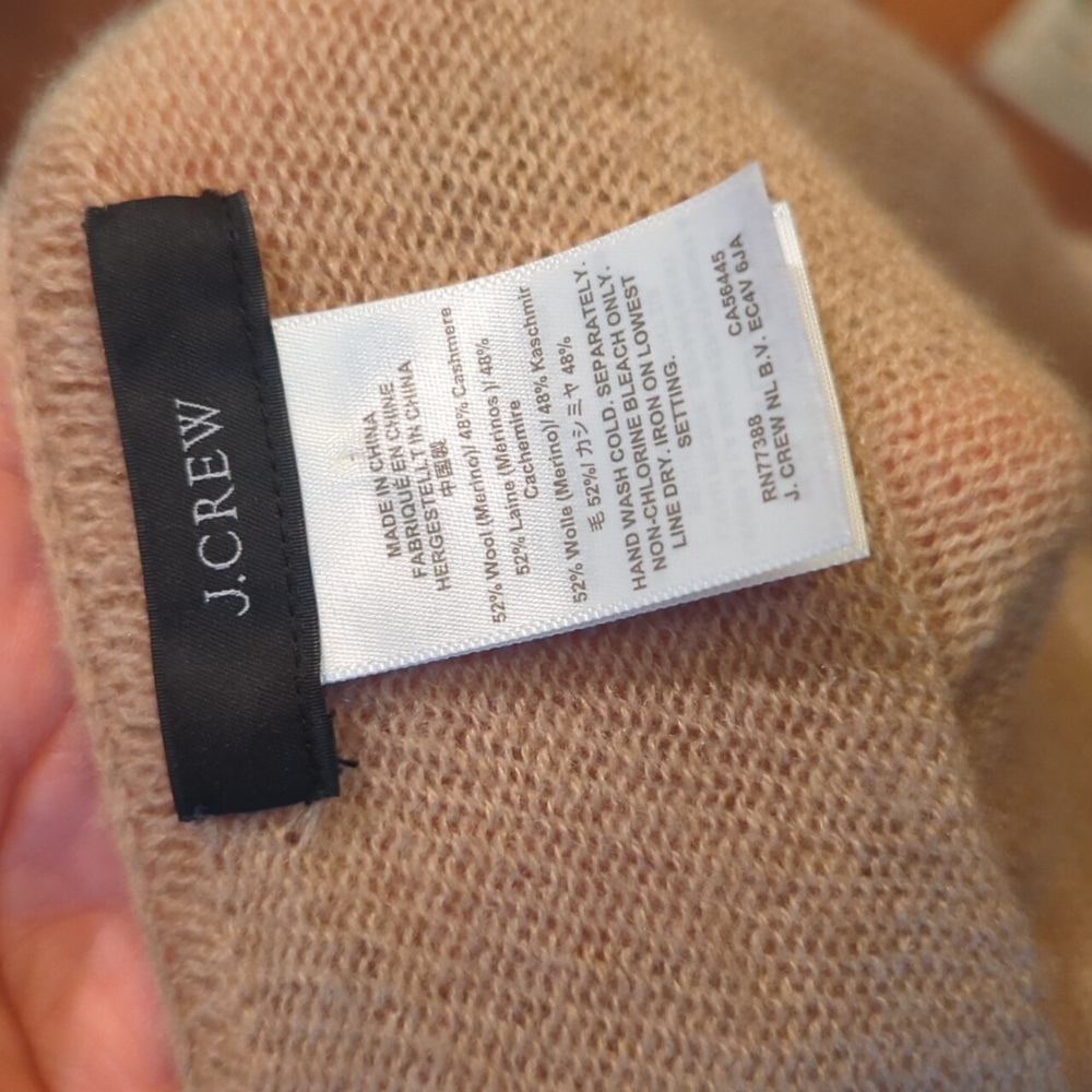 J. Crew Tan Cashmere-blend popover Boatneck Soft Striped poncho OS - Picture 7 of 9